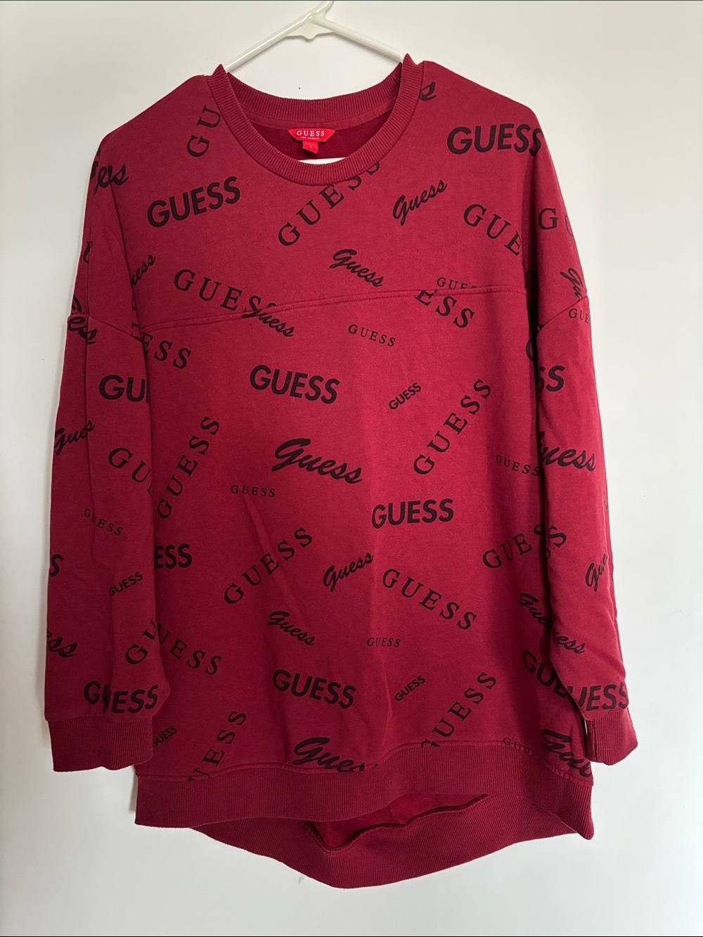 Guess Red Sweatshirt with Black Logo Print